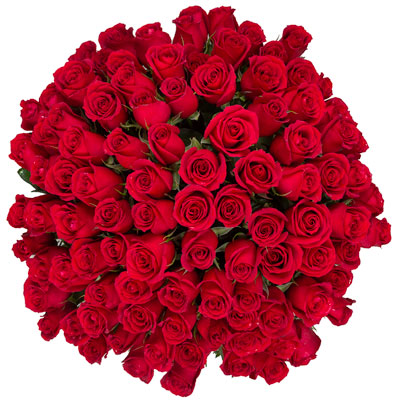 100 Red roses in a wooden box