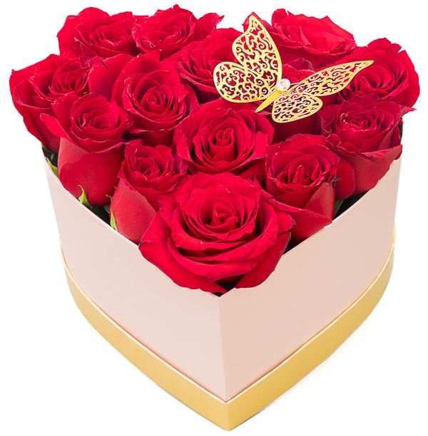 Roses in heart box